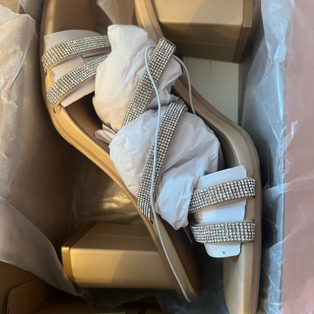 A New Day- Elegant Beige Block Heel Sandals - Picture 7 of 7